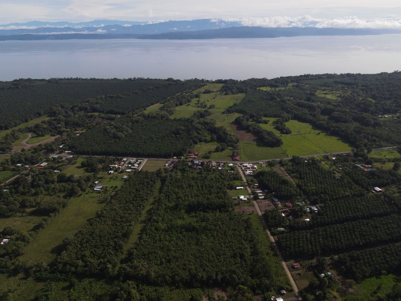 Vista aérea de Cañaza, Golfito, desde el cruce hacia el terreno
