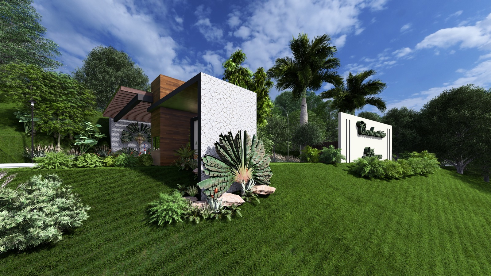 Render — caseta de seguridad y entrada
