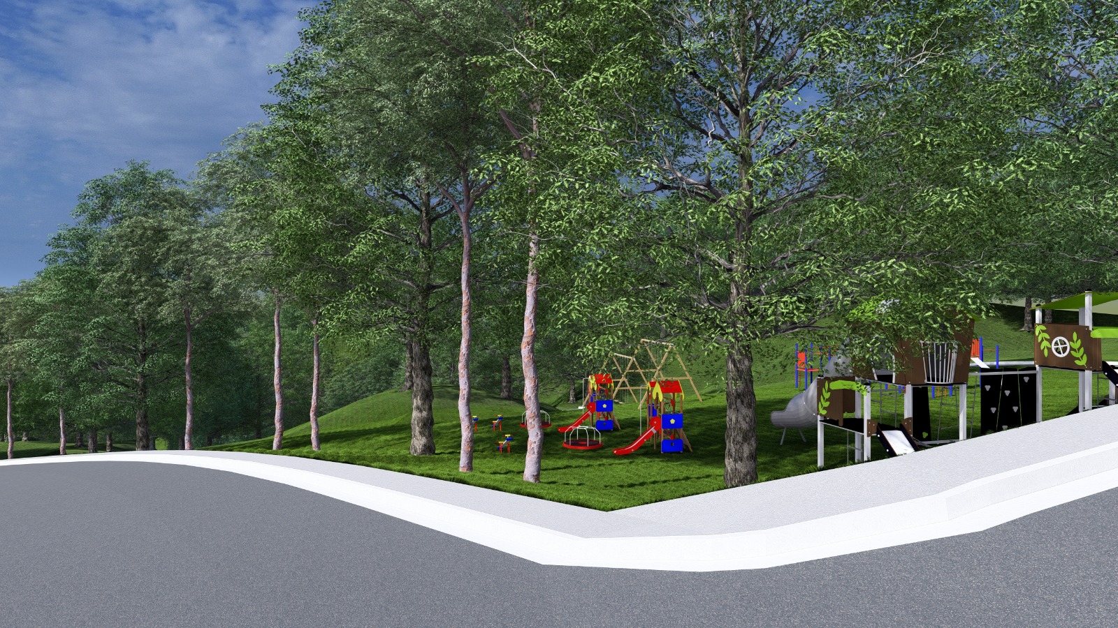 Render — zona de juegos infantiles