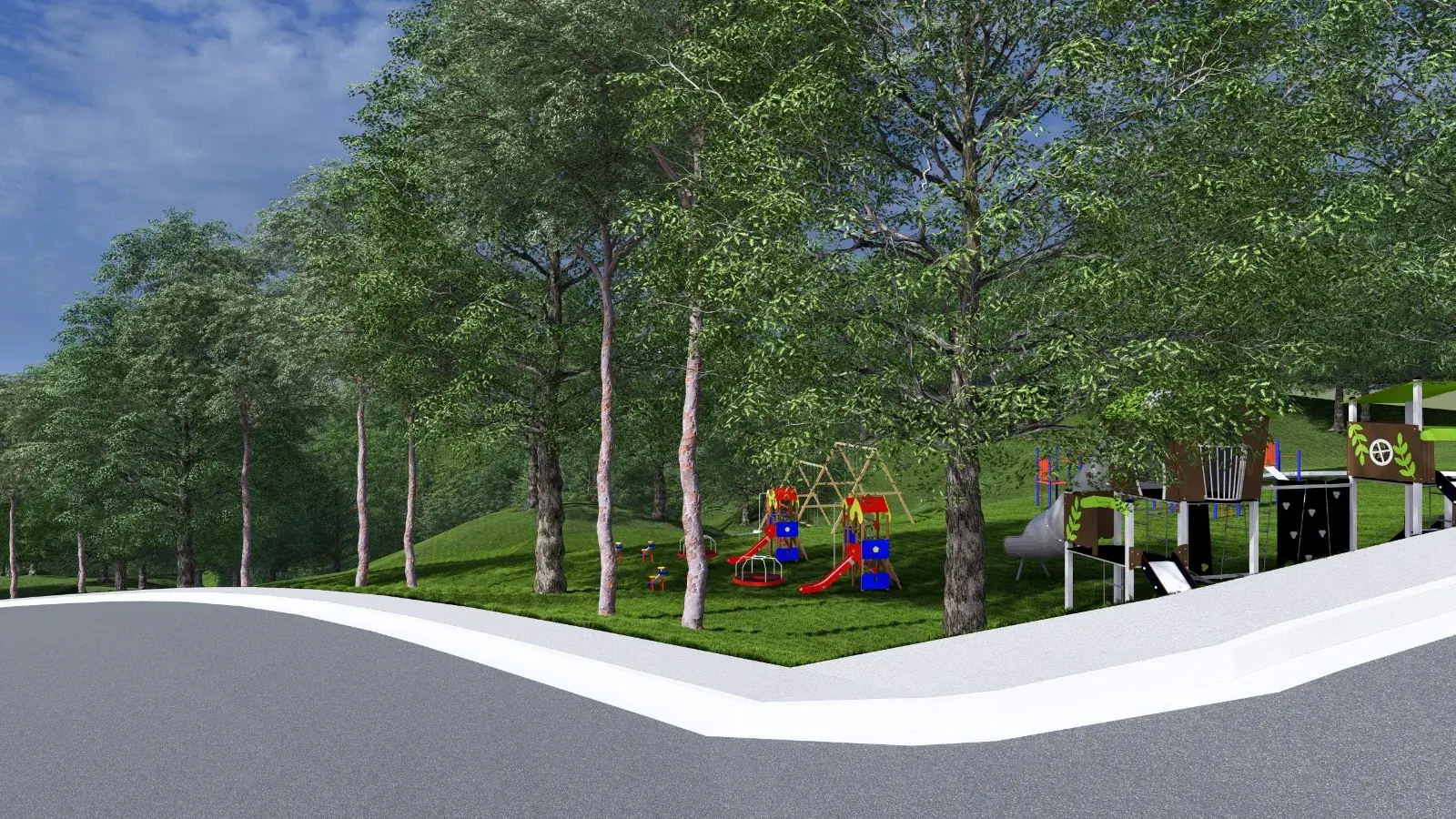 Render — zona de juegos infantiles